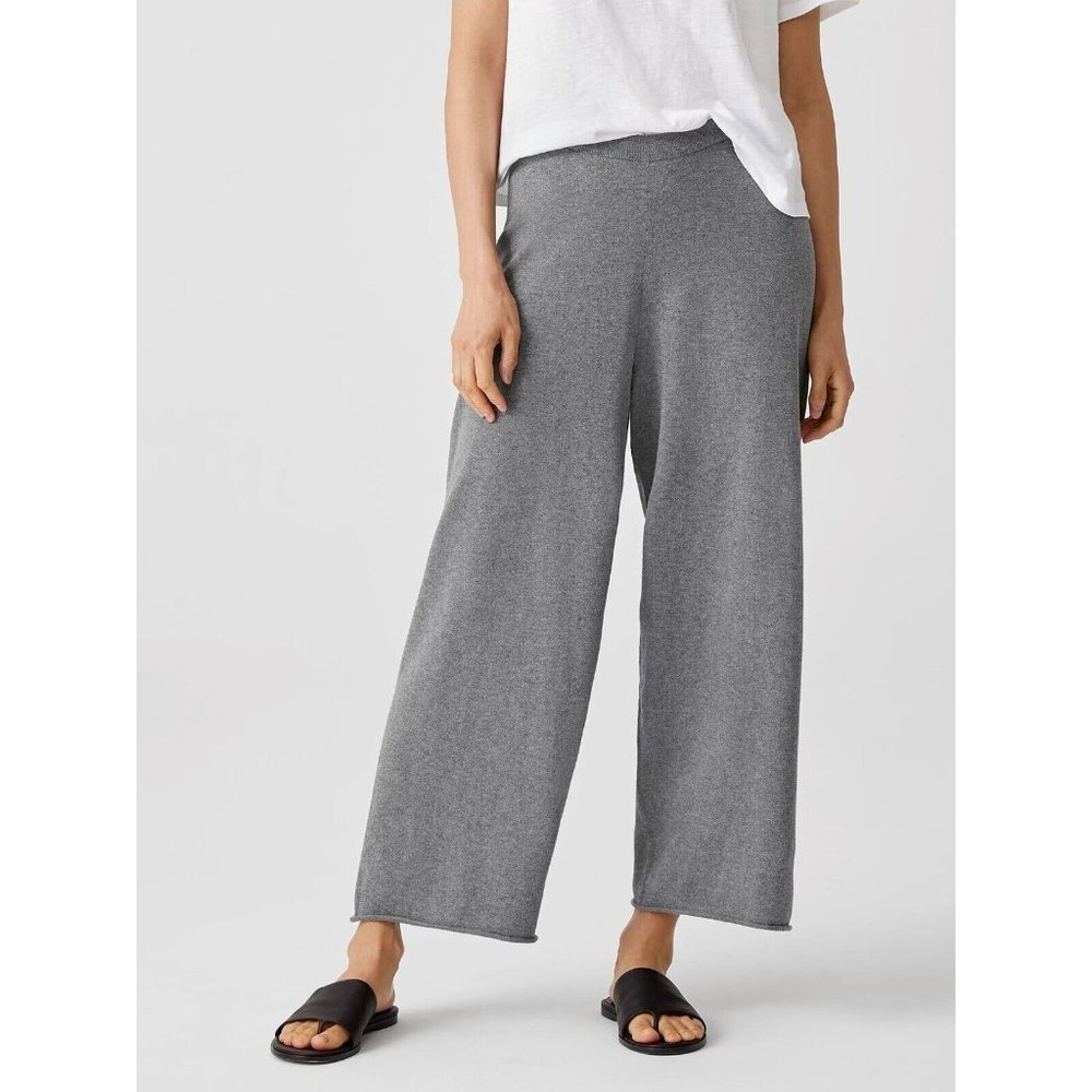 NWT Eileen Fisher Peruvian Organic Cotton Straight Pant  Moon Grey
